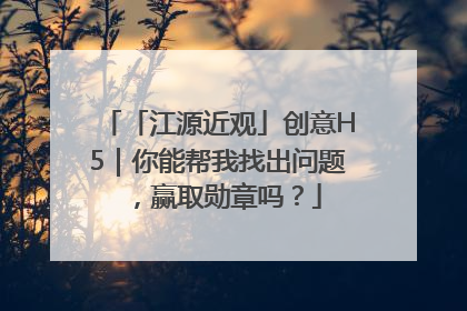「江源近观」创意H5｜你能帮我找出问题，赢取勋章吗？