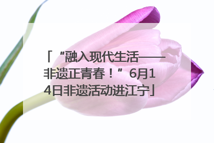 “融入现代生活——非遗正青春！”6月14日非遗活动进江宁