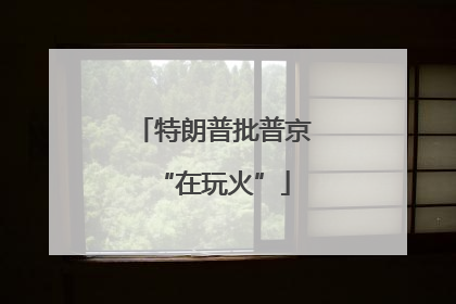特朗普批普京“在玩火”