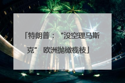 特朗普：“没空理马斯克” 欧洲抛橄榄枝