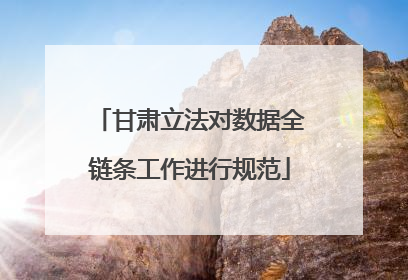 甘肃立法对数据全链条工作进行规范
