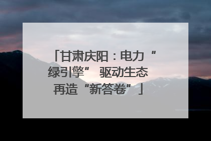甘肃庆阳：电力“绿引擎” 驱动生态再造“新答卷”