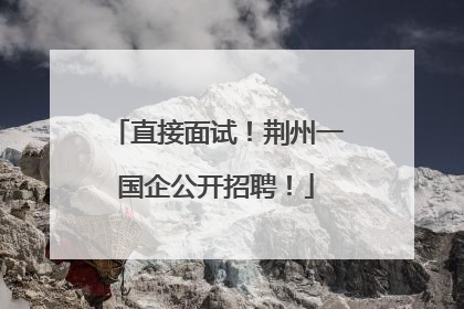 直接面试！荆州一国企公开招聘！