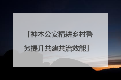 神木公安精耕乡村警务提升共建共治效能