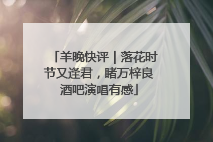 羊晚快评｜落花时节又逢君，睹万梓良酒吧演唱有感