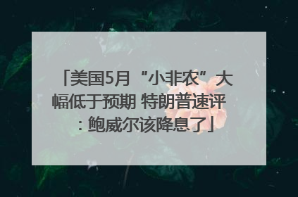 美国5月“小非农”大幅低于预期 特朗普速评：鲍威尔该降息了
