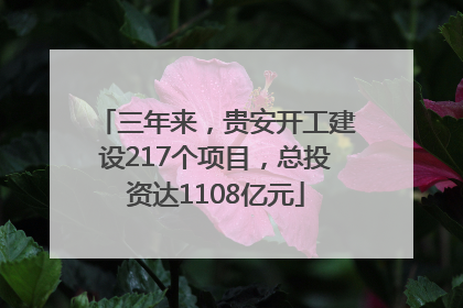 三年来，贵安开工建设217个项目，总投资达1108亿元