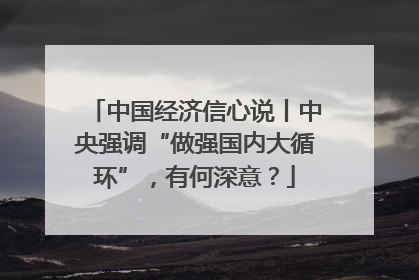 中国经济信心说丨中央强调“做强国内大循环”，有何深意？