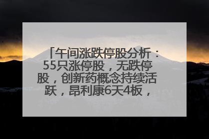 午间涨跌停股分析：55只涨停股，无跌停股，创新药概念持续活跃，昂利康6天4板，众生药业2连板