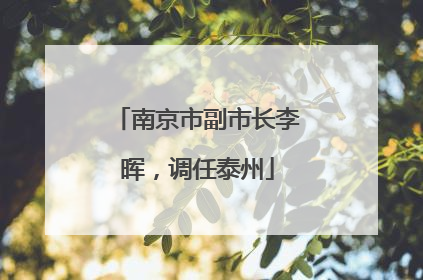 南京市副市长李晖，调任泰州