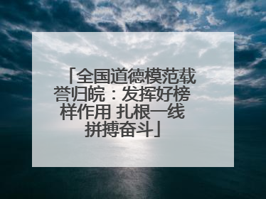 全国道德模范载誉归皖：发挥好榜样作用 扎根一线拼搏奋斗