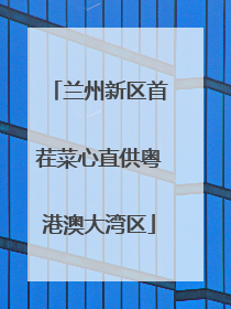 兰州新区首茬菜心直供粤港澳大湾区