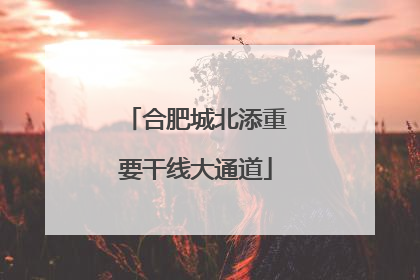 合肥城北添重要干线大通道