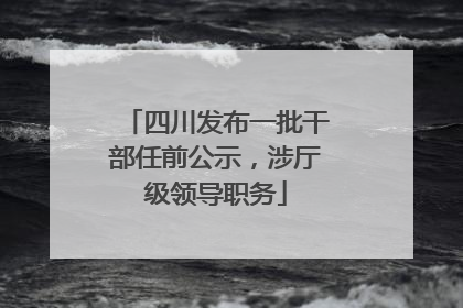 四川发布一批干部任前公示，涉厅级领导职务