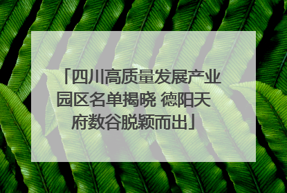 四川高质量发展产业园区名单揭晓 德阳天府数谷脱颖而出