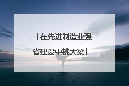 在先进制造业强省建设中挑大梁