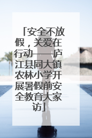 安全不放假，关爱在行动——庐江县同大镇农林小学开展暑假前安全教育大家访