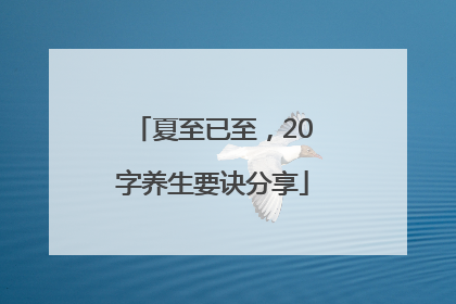 夏至已至，20字养生要诀分享