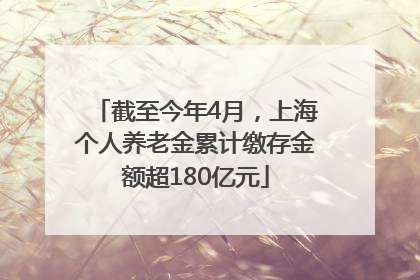截至今年4月，上海个人养老金累计缴存金额超180亿元