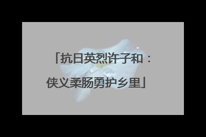 抗日英烈许子和：侠义柔肠勇护乡里