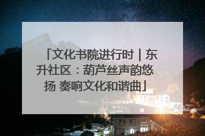 文化书院进行时｜东升社区：葫芦丝声韵悠扬 奏响文化和谐曲