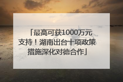 最高可获1000万元支持！湖南出台十项政策措施深化对德合作