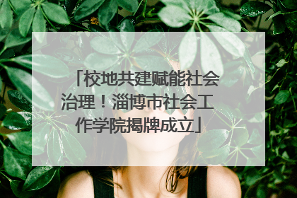 校地共建赋能社会治理！淄博市社会工作学院揭牌成立