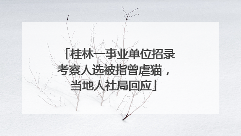 桂林一事业单位招录考察人选被指曾虐猫，当地人社局回应