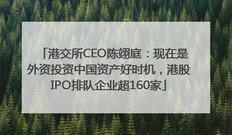 港交所CEO陈翊庭：现在是外资投资中国资产好时机，港股IPO排队企业超160家