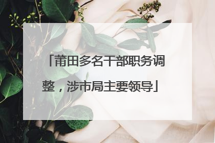 莆田多名干部职务调整，涉市局主要领导