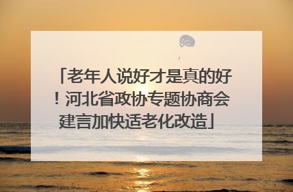 老年人说好才是真的好！河北省政协专题协商会建言加快适老化改造