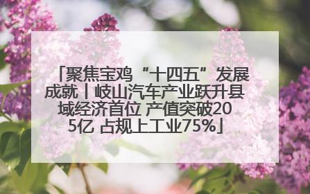 聚焦宝鸡“十四五”发展成就丨岐山汽车产业跃升县域经济首位 产值突破205亿 占规上工业75%