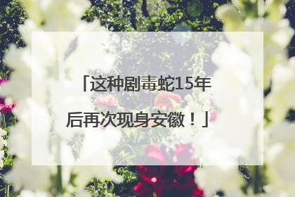 这种剧毒蛇15年后再次现身安徽！