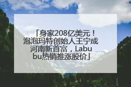 身家208亿美元！泡泡玛特创始人王宁成河南新首富，Labubu热销推涨股价