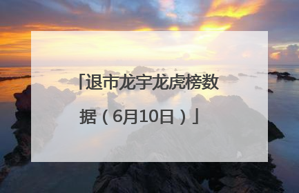 退市龙宇龙虎榜数据（6月10日）