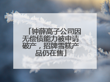 钟薛高子公司因无偿债能力被申请破产，招牌雪糕产品仍在售