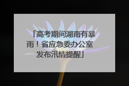 高考期间湖南有暴雨！省应急委办公室发布汛情提醒