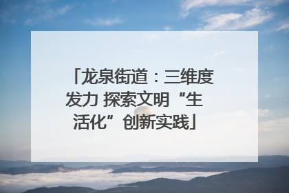 龙泉街道：三维度发力 探索文明“生活化”创新实践
