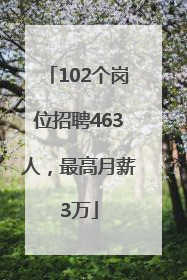 102个岗位招聘463人，最高月薪3万